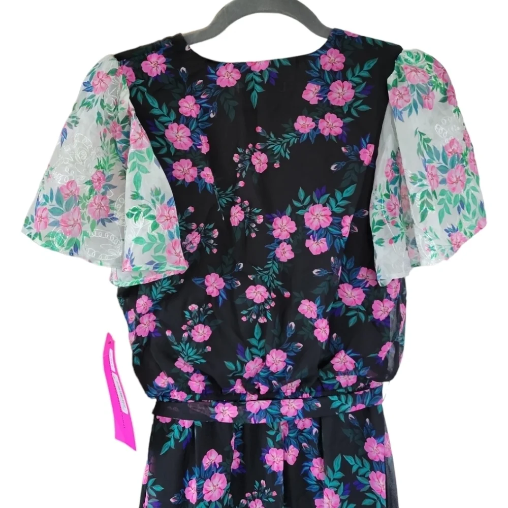 Betsey Johnson Sz 6 Floral Fit & Flare Mini Dress NWT Fairycore Retro Whimsical - Picture 8 of 13